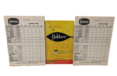 Three Vintage 1956 Yahtzee Game Score Cards and 1961 Yahtzee Rules - Image 1 of 4
