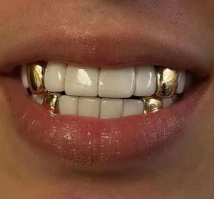Hip Hop 14K Gold Plated Single Tooth Solid Grillz Grill Cap with Mold Kit 4pcs - Picture 1 of 4