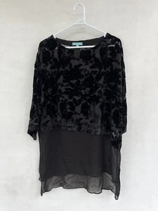 🍃 BLUE ILLUSION SILK VELVET FLORAL Blouse Shirt Tee TOP TUNIC 10 S - Picture 1 of 4