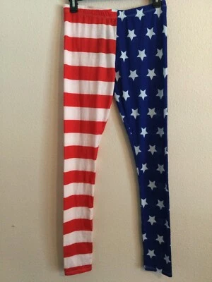 Spirit Halloween Estrellas Rayas Leggings Talla Mediana Disfraz Patriótico Fiesta Bandera Foto 1 de 4