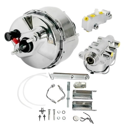 For 1968-1982 Corvette Chrome Brake Booster & Master Cylinder & PV4 Disc Valve - Image 1 of 4