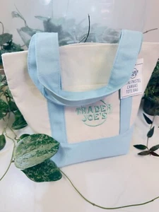 Trader Joe s Mini Canvas Tote Bags Pastel 2025 LIMITED EDITION - BLUE - Picture 1 of 1