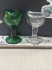 Vintage Glass Eye Wash Cups Lot of 2 John Bull 1917 Emerald Green & Clear