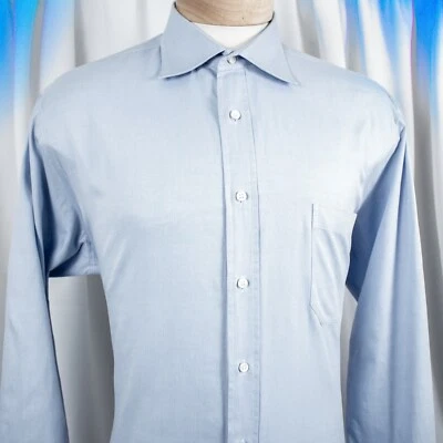 Camisa de hombre CANALI Italia azul algodón liso talla 16,5 Foto 1 de 4