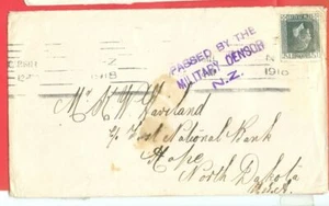 New Zealand 1 1/2d Solo used on cover to USA 1918 Passed By MILITARY Censor - Picture 1 of 2