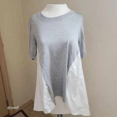 Women's Lela Rose Grey Silk Cotton Blend Tunic Top - Size S - Image 1 of 4
