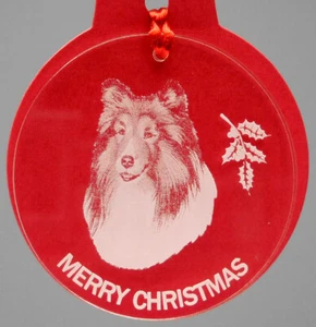 SHETLAND SHEEPDOG DOG ORNAMENT, LUCITE, - Picture 1 of 2