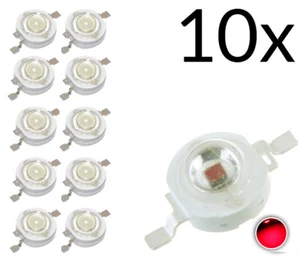 10x Chip led 1w rosso alta luminosità 620-625 nm, 350 mA, 2.4V - 2.6V - Foto 1 di 2