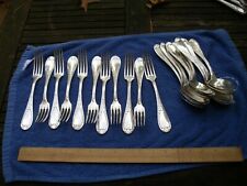 Vintage FRENCH Silverplate 23 PIECE TABLE FORKS & SPOONS-Soc. Anon. Arg.-Mono