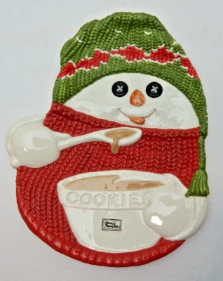 Plato de galletas o dulces muñeco de nieve Billy Buttons Dept 56 #48196 stock antiguo Foto 1 de 4