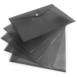 5 x 5 Star A4 Stud Document Wallet - Polypropylene Translucent Envelope - Smoke - Picture 1 of 3