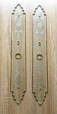 lot de 2 superbes anciennes plaques de proprete verre vénitien gravé pour porte - Photo 1/4