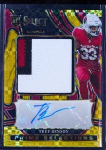 Trey Benson 2024 Select Football Prime Selections RC Patch Auto Gold Prizm 04/10 - Bild 1 von 2