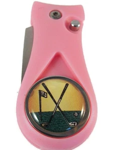 18. LOCH GOLFBALL MARKIERER PINK SWITCHBLADE GOLF DIVOT REPARATURWERKZEUG - Bild 1 von 2