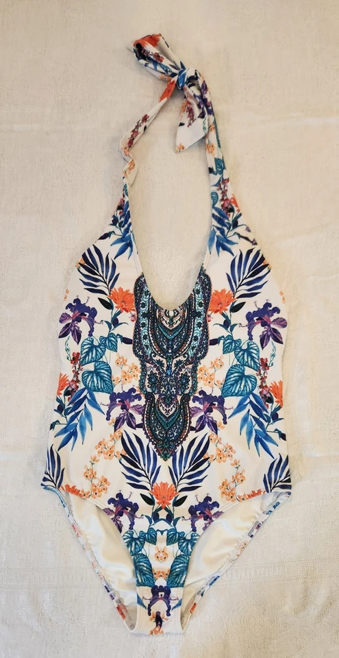 Traje de baño Venus One Piece halter blanco floral para mujer talla 6 Foto 1 de 4