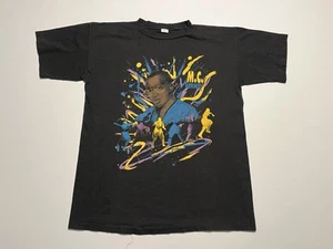 Vintage 90s MC Hammer Rap T Shirt Black Paint Splatter Tee Large Single Stitch - Picture 1 of 7