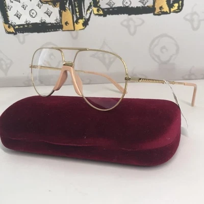 NEW AUTHENTIC GUCCI GG0432S 001 GOLD CLEAR PILOT SUNGLASSES – NEW - Image 1 of 4