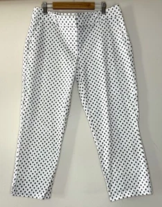 Eliane Rose Emblem Print Capri Größe 8 weiß marineblau Crop Peddle Drücker - Bild 1 von 4