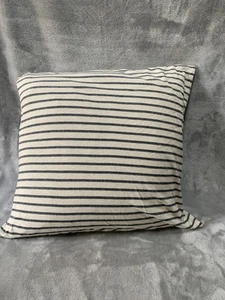 Pottery Barn Pillow Cover 20x20 Navy Stripe Decorative Accent Cushion Neutral - Picture 1 of 11