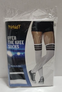 Spirit Halloween Over The Knee Socks White Black Stripes One Size Brand New - Picture 1 of 6
