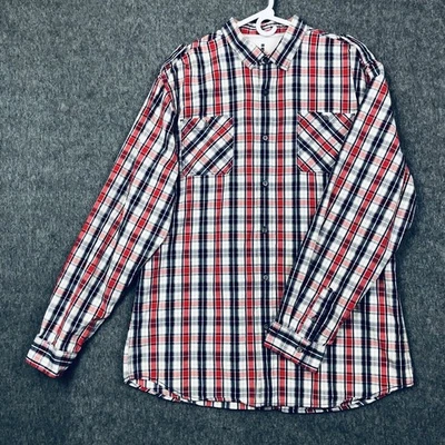 Camisa Buffalo Western Para Hombres 2XL i Jeans Por Buffalo Rojo Blanco Azul A Cuadros Abotonada Foto 1 de 4