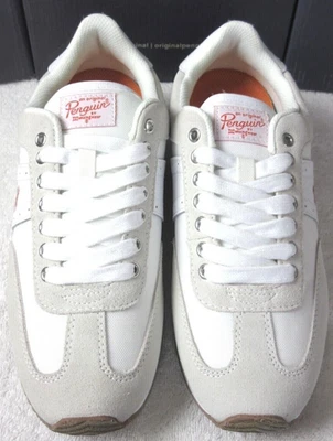 Zapatillas deportivas de nailon de gamuza con cordones Penguin Breaker originales para hombre blancas nuevas en caja Foto 1 de 4