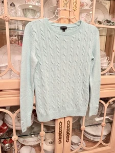 Talbots Pullover Zopfmuster Größe Small Knopfakzent Wollmischung Pulli Aqua - Bild 1 von 5