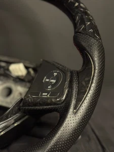 Honda Civic 2016-2021 Forged Carbon Fiber Steering Wheel Custom Fit White Grips - Picture 1 of 7