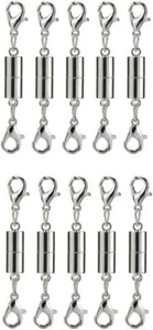 10 Pack of Silver Magnetic Lobster Clasp Jewelry Necklace Bracelet - Picture 1 of 6