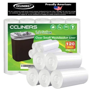 1.2 Gallon Clear Small Trash Bags Bathroom Garbage Bags, 120 count - Picture 1 of 6