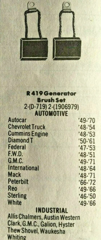 Generator Brush Set Equivalent to Standard Standard RX58  *US MADE*  Foto 1 de 1