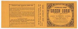 J Winslow Jones Green Corn, can label, Portland Maine light stain on edge - Picture 1 of 1
