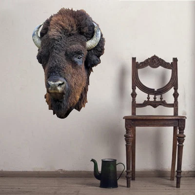 PRIME DECALS Bison Head Wall Decal Mural Hunting Wild Animals Removable Buffalo Vinyl, a16