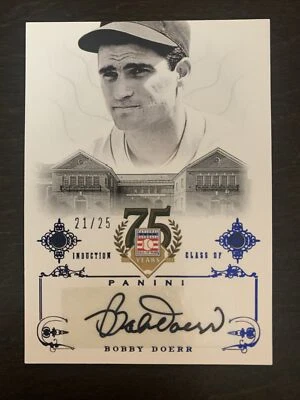 Bobby DOERR 2014 Panini Salón de la Fama Béisbol 75 Años O/C AUTO #98 21/25 HOF Foto 1 de 2