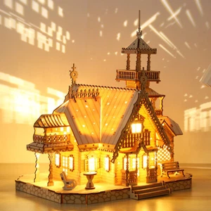 3D Wooden Jigsaw Puzzles for Adults Illuminated Villa Building For Girls Teens - Picture 1 of 10