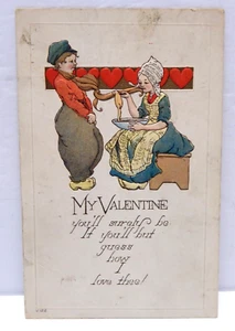 My Valentine Little Holland Girl And Boy Hearts Wooden Shoes - Picture 1 of 2