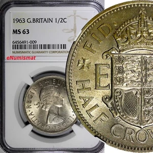 Great Britain Elizabeth II 1963 1/2 Crown NGC MS63 Light Toned KM#907 (009)  - Picture 1 of 4