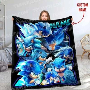 Personalized Sonic The Hedgehog Blanket, Disney Blanket, Custom name Blanket - Picture 1 of 5