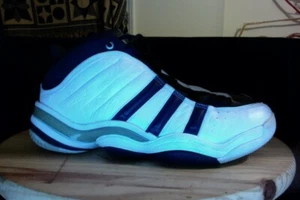 VINTAGE ADIDAS ADIPRENE BASKETBALL SHOES MEN SIZE 14 WHITE NAVY  2001 VERY RARE - Picture 1 of 11