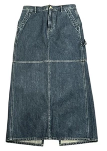 Madewell Maxi Skirt Women 27 Blue Handlon Carpenter Long Denim Skirt Back Split - Picture 1 of 23