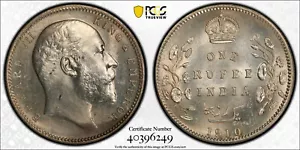 British India, 1910 - C Edward VI Rupee. PCGS MS 63. 12,627,000 Mintage. - Picture 1 of 4