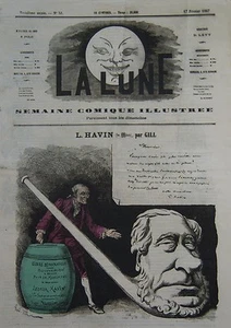 JUGE L. HAVIN  CARICATURE de GILL JOURNAL SATIRIQUE LA LUNE 1867 - Picture 1 of 1