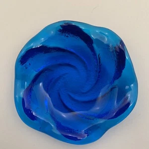 Fenton Blue Swirl Art Glass Ashtray Mid Century Modern Fenton Art Glass READ - Picture 1 of 6