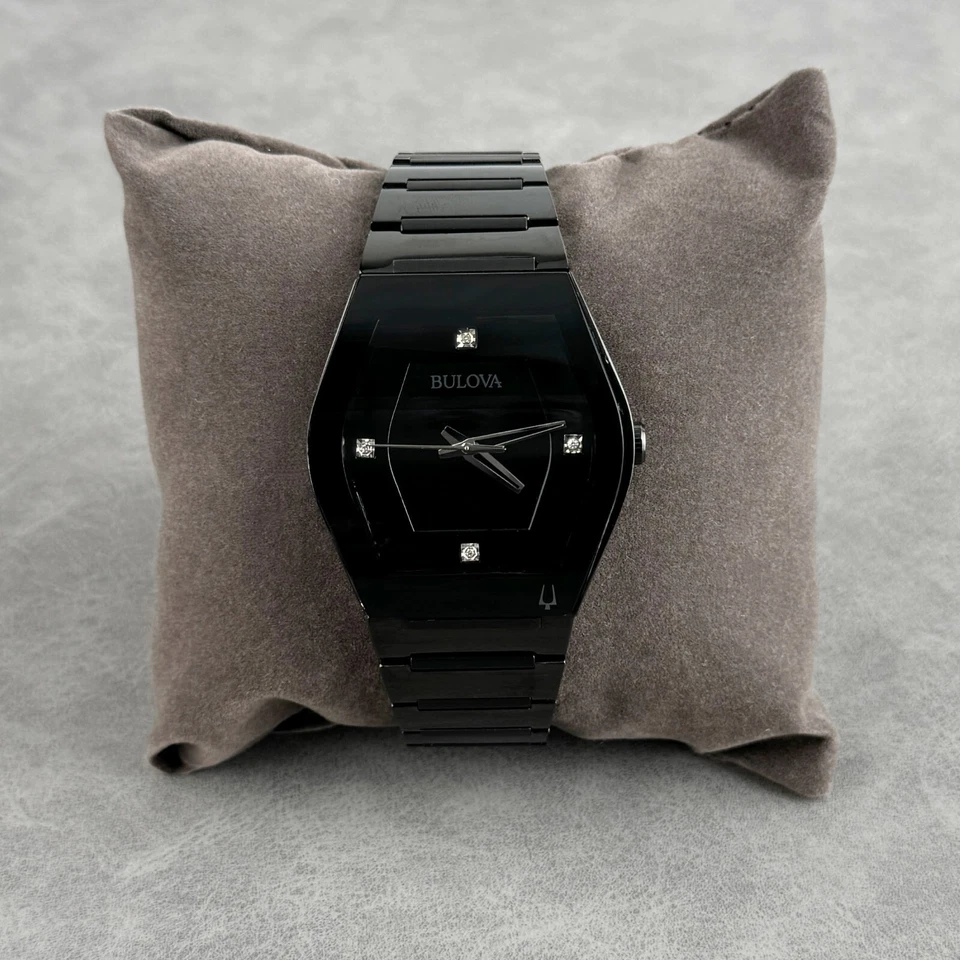 Bulova Men's Modern Gemini Diamond Accents Quartz Black Watch 40MM 98D177