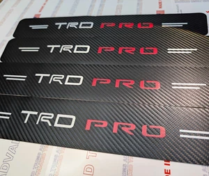 4Pcs Car Threshold Strip Door Plate Sill Scuff Cover Stickers TRD PRO WHITE RED - Picture 1 of 5