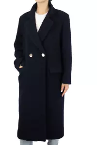 SANDRO Coat Womens EU 38 Wool Alpaca Blend Long Lined Double Breasted - Picture 1 of 12