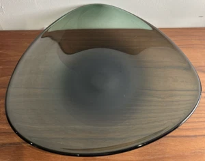Hadeland Willy Johansson 57 W.J. Glass Low Bowl Smokey Green  11 1/4" - Picture 1 of 24