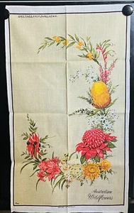 Vintage Souvenir Tea Towel Australian Wild Flowers Parilla SA CWA LINEN Retro - Picture 1 of 12
