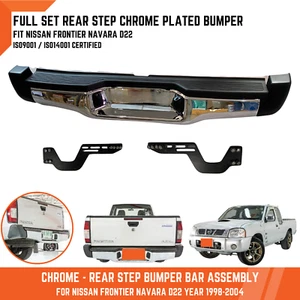 Chrome Rear Step Bumper Bar Assembly For Nissan Navara Ute D22 1998-2004 - Picture 1 of 12