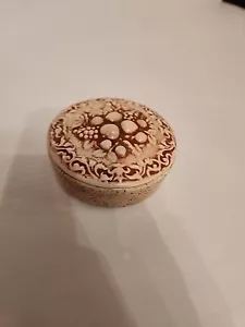 MCM Cream Glazed Small Trinket Dish Jewelry Box With Fruit Design - Picture 1 of 6
